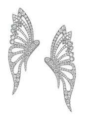 18ct White Gold Diamond 1.90ct Butterfly Stud Earring, view 2