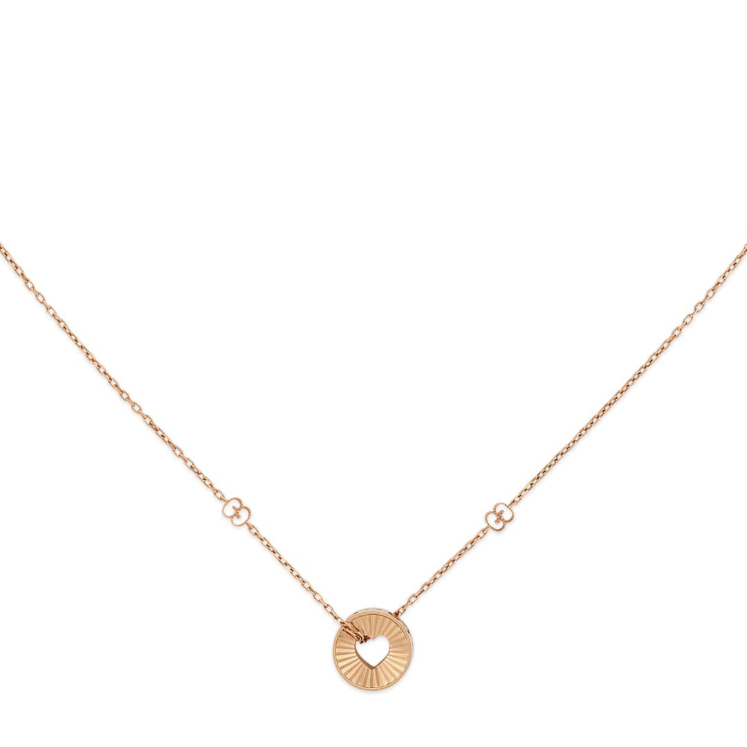 Gucci Icon 18ct Rose Gold Open Heart Chain Necklace YBB729373001 C W Sellors Fine Jewellery