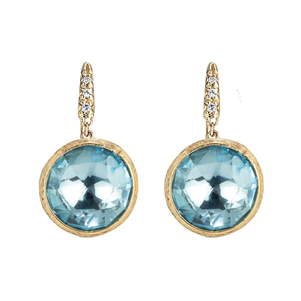 Marco Bicego Jaipur 18ct Yellow Gold Blue Topaz Diamond Drop Earrings