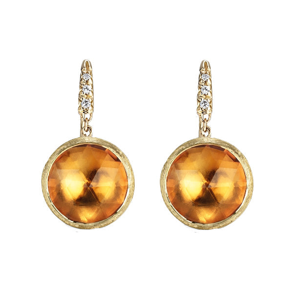 Marco Bicego Jaipur 18ct Yellow Gold Yellow Quartz Diamond Drop Earrings