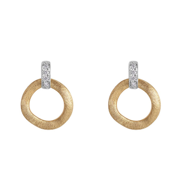 Marco Bicego Jaipur Link 18ct Yellow Gold Diamond Circle Earrings, OB1758 B YW.
