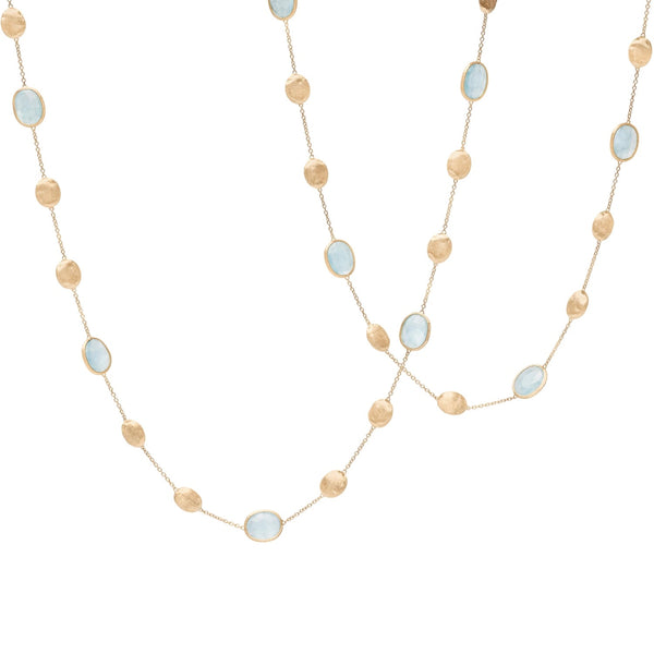 Marco Bicego Siviglia 18ct Yellow Gold Aquamarine Long Necklace