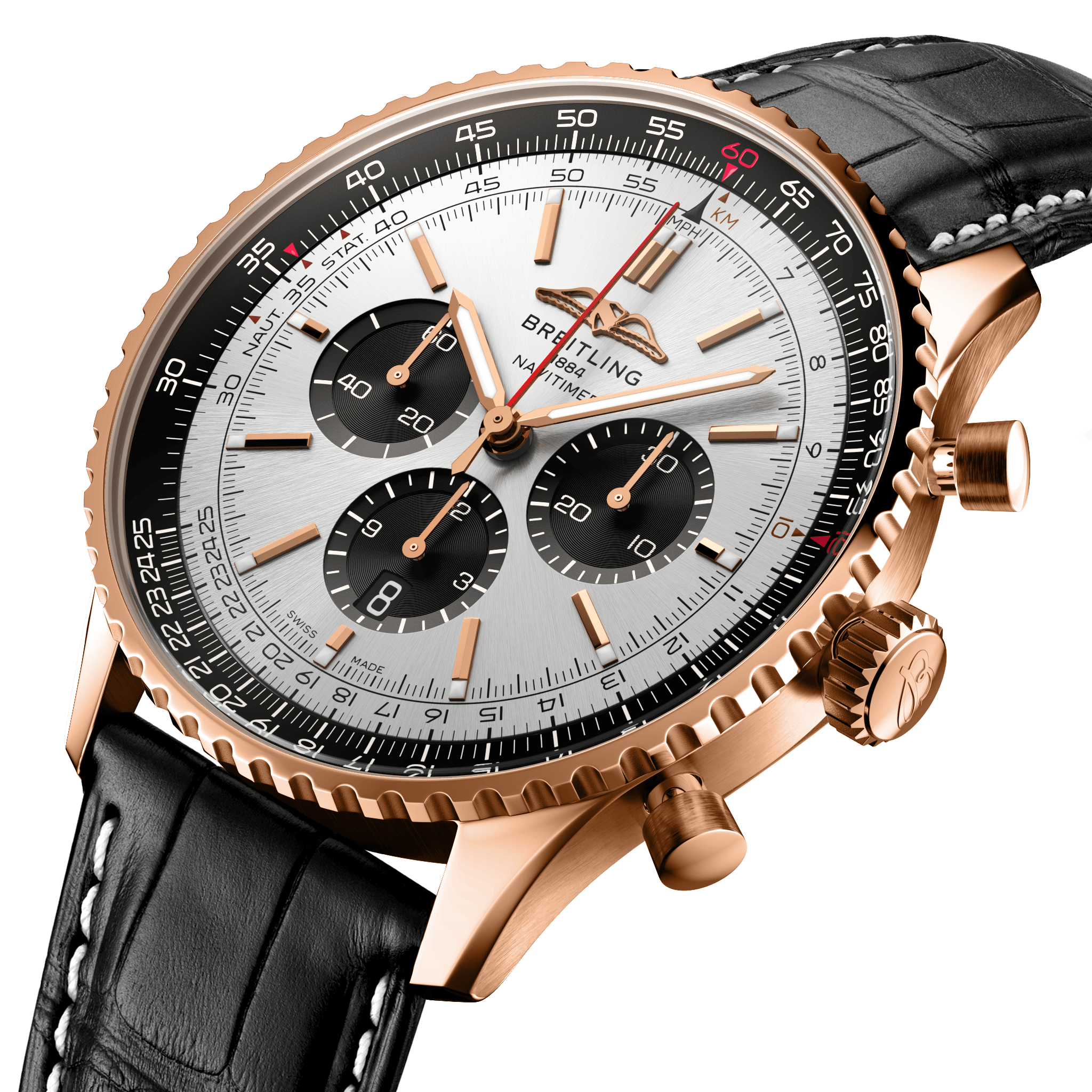 Breitling Navitimer B01 46 18k Black Croc Folding Clasp