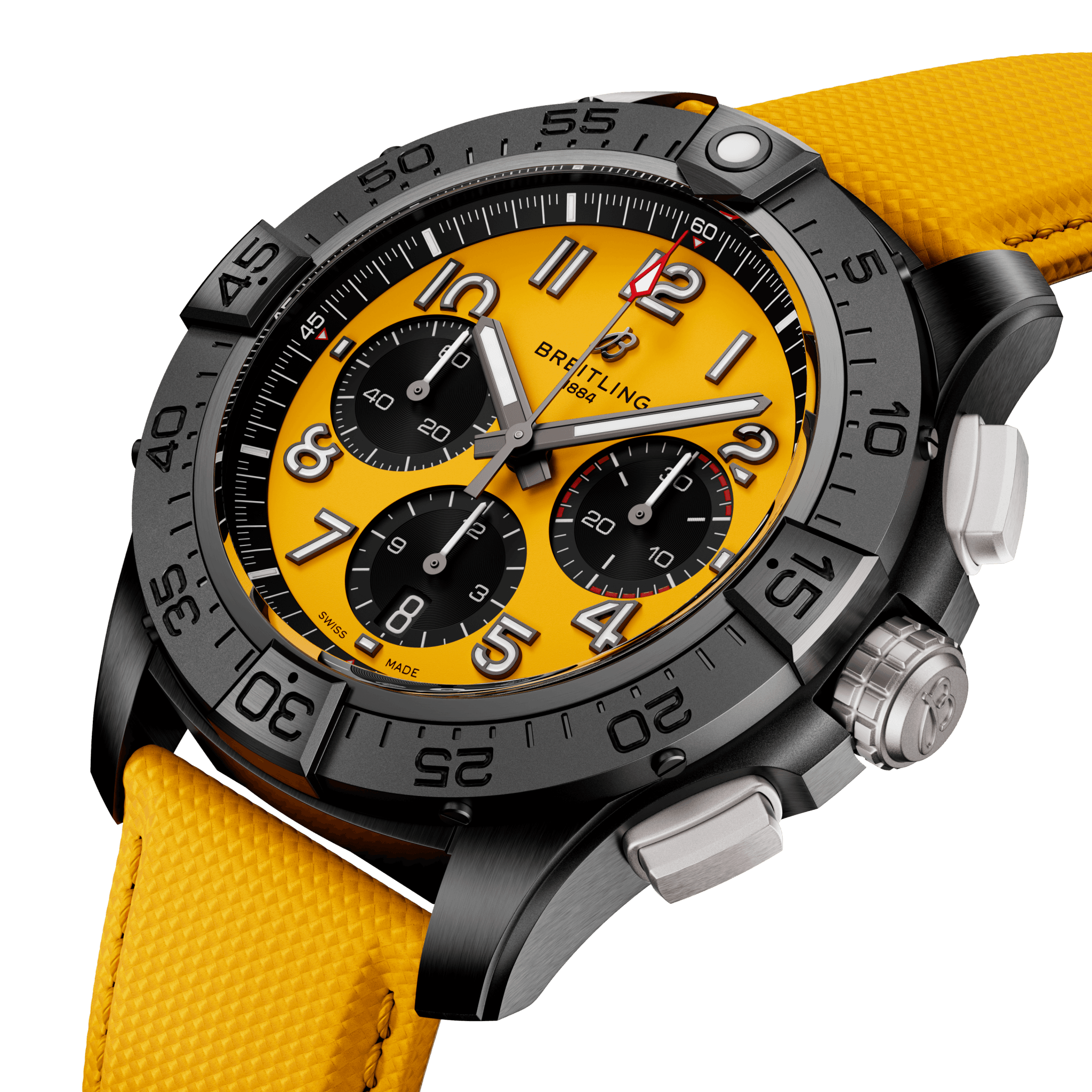 Breitling Avenger B01 Chronograph 44 Night Mission Yellow SB014710111X1 C W Sellors Fine Jewellery