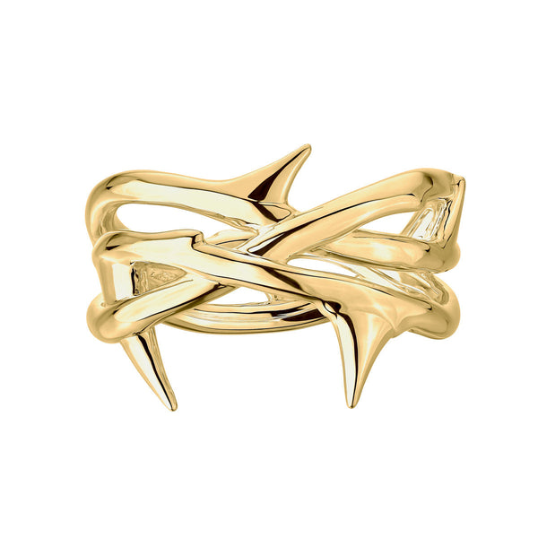 Shaun Leane Rose Thorn Yellow Gold Vermeil Sterling Silver Triple Band Ring, RT014.YVNARZ.