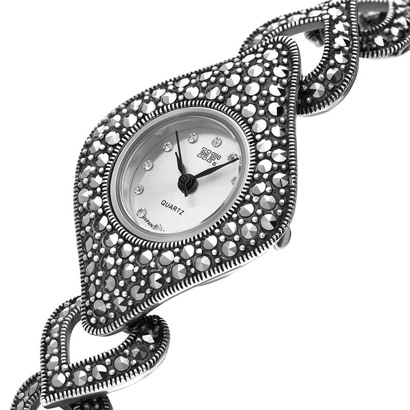 Silver marcasite watch online