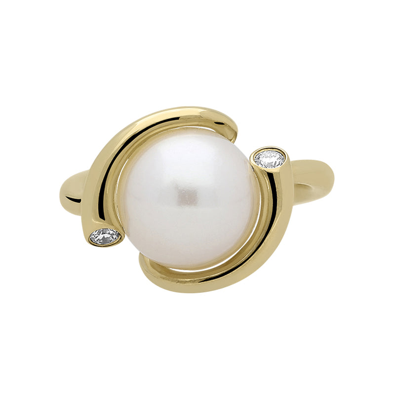 Georg Jensen Magic 18ct Yellow Gold Pearl Diamond Ring