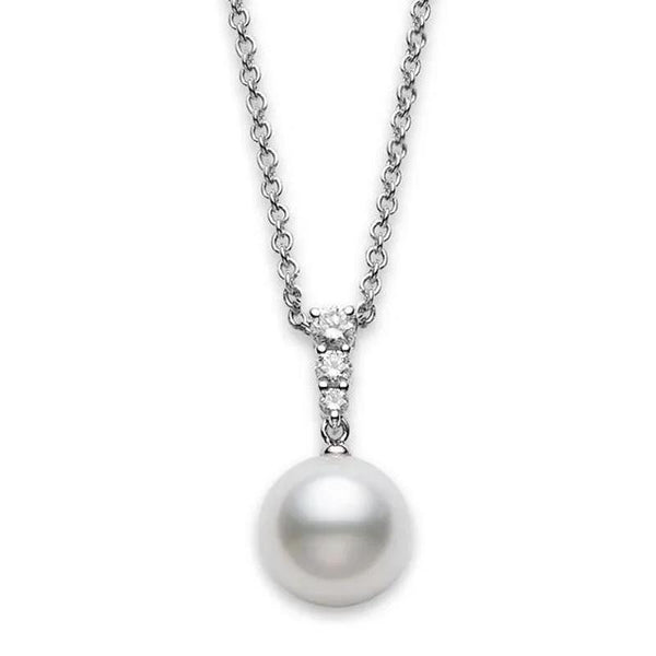 Mikimoto 18ct White Gold Diamond White South Sea Pearl Pendant, PPL 404NDW.