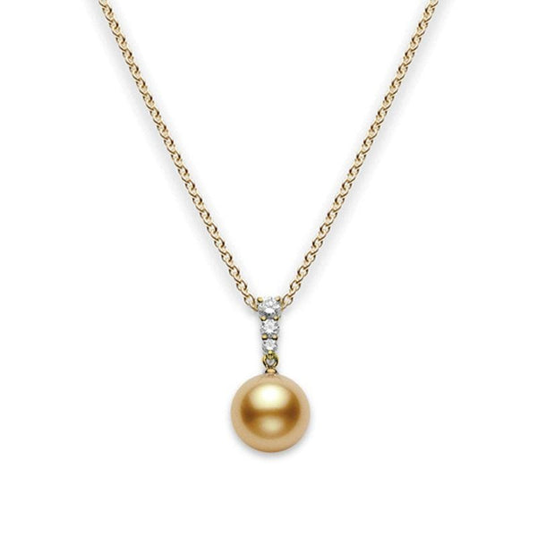 Mikimoto 18ct Yellow Gold Diamond Golden South Sea Pearl Pendant, PPL 404GDK.