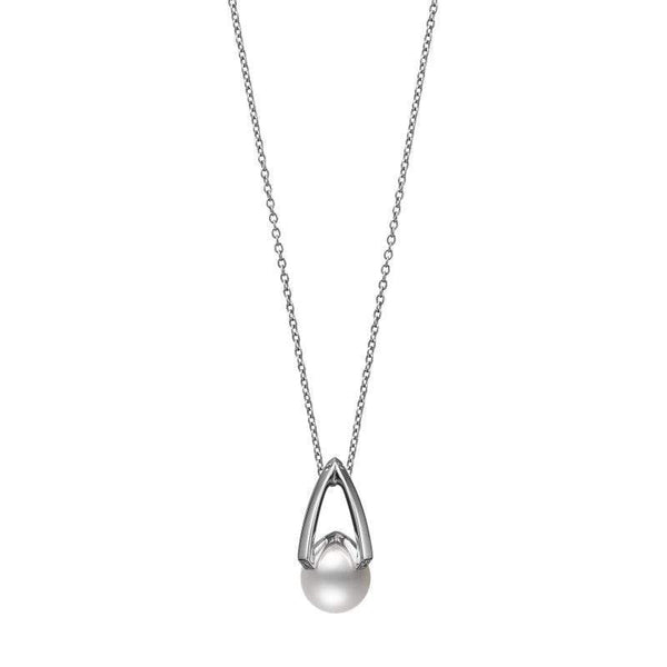 Mikimoto M Collection 18ct White Gold Diamond White Akoya Pearl Pendant, PPA 1807D W.
