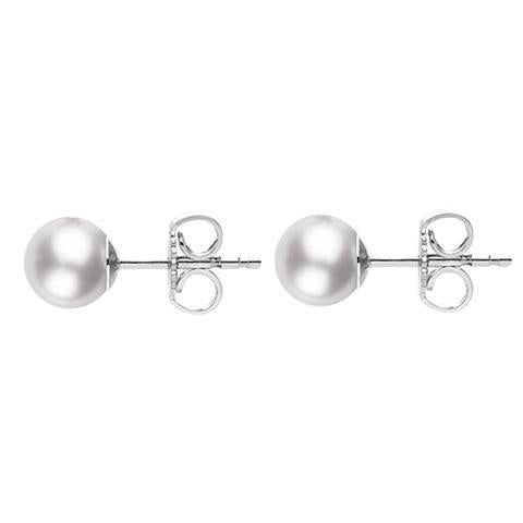 Mikimoto 18ct White Gold 6mm White Grade A Pearl Stud Earrings