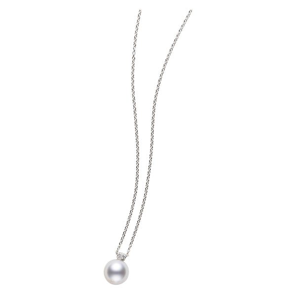 Mikimoto 18ct White Gold Diamond 11mm White South Sea Pearl Necklace, PP 20331ND W.