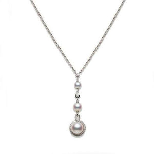 Mikimoto 18ct White Gold Diamond White Akoya Pearl Necklace, PPL 10001D W.