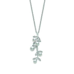 Mikimoto 18ct White Gold Diamond White Akoya Pearl Olive Necklace, PP 1923D W.