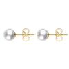 Mikimoto 18ct Yellow Gold 7.5mm White Grade A+ Pearl Stud Earrings, PES 752 K.