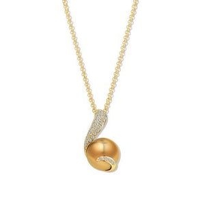 Mikimoto 18ct Yellow Gold Diamond Golden South Sea Pearl Swirl Necklace, PPH 7092GDK 2.