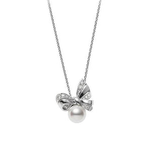 Mikimoto Jeux de Rubans 18ct White Gold 8.25mm Pearl 0.20ct Diamond Necklace, PP20528DW.