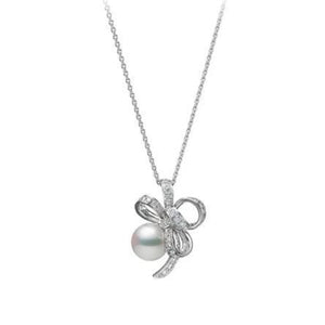 Mikimoto Jeux de Rubans 18ct White Gold 8.75mm Pearl 0.49ct Diamond Necklace, PP20545DW.