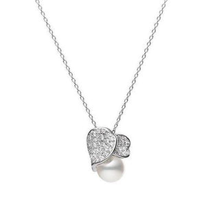 Mikimoto Les Petales Place Vendome 18ct White Gold 8mm Akoya Pearl Diamond Necklace, PP 20497D W.