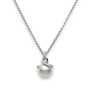 Mikimoto Twist 18ct White Gold Diamond White South Sea Pearl Necklace, PPL 842NDW.