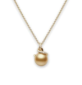 Mikimoto Twist 18ct Yellow Gold Diamond Golden South Sea Pearl Necklace, PPL 842GDK.