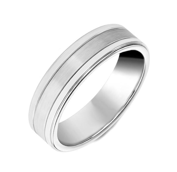 Palladium Satin Engraved Wedding Ring, BNN-260.