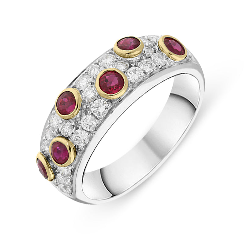 Picchiotti 18ct White Gold Ruby Diamond Band Ring PCH-213 | C W Sellors ...