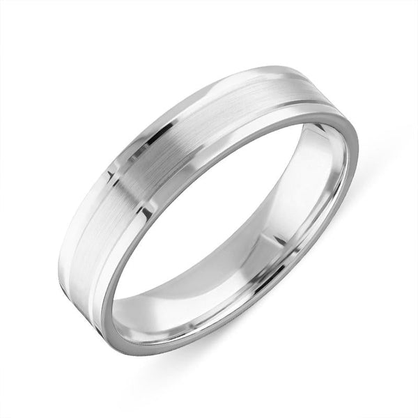 Platinum 5mm Flat Top Bevelled Band Ring BNN-355
