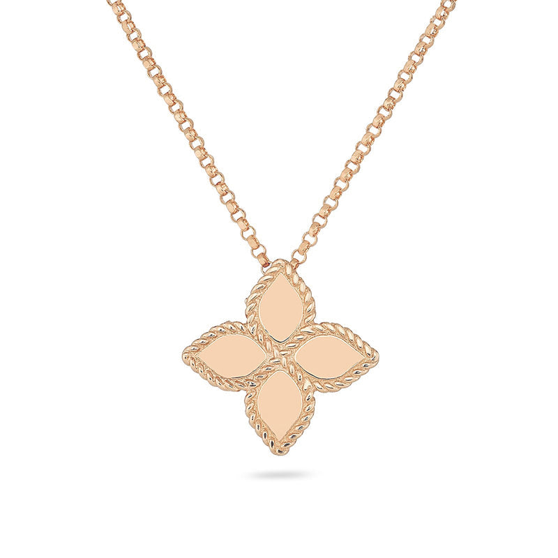 Roberto Coin Princess Flower 18ct Rose Gold Pendant Necklace ...