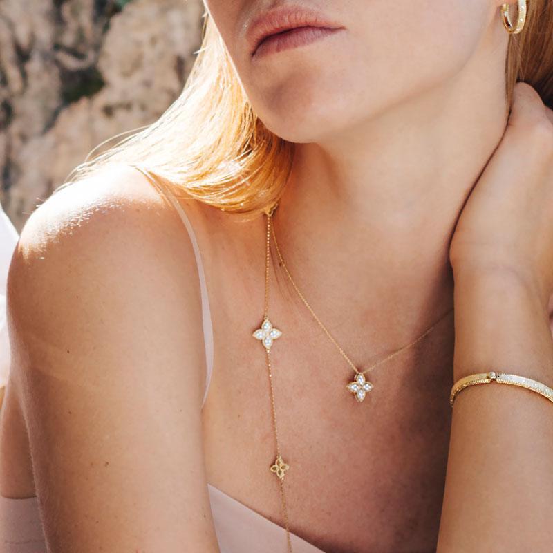 Roberto Coin Princess Flower 18ct White Gold Diamond Pendant