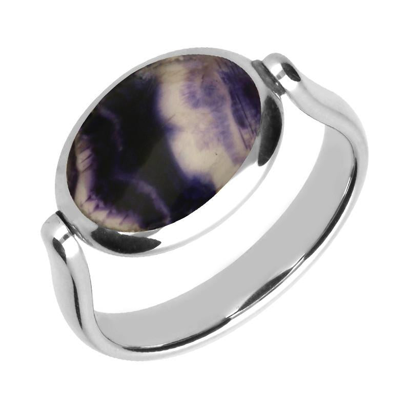 Sterling Silver Whitby Jet Blue John Double Sided Flip Ring