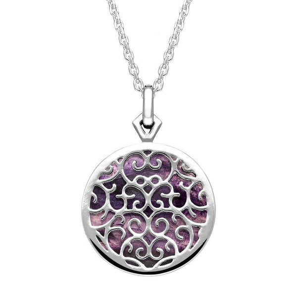 Sterling Silver Blue John Flore Filigree Necklace P2339C