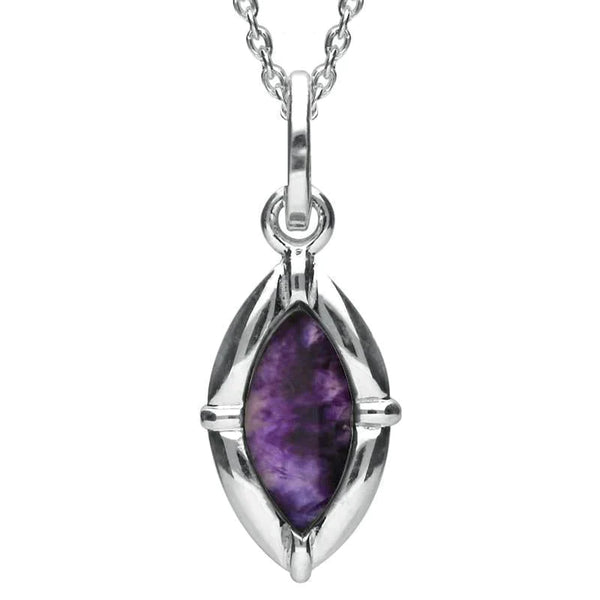 Sterling Silver Blue John Marquise Shaped Necklace P2092