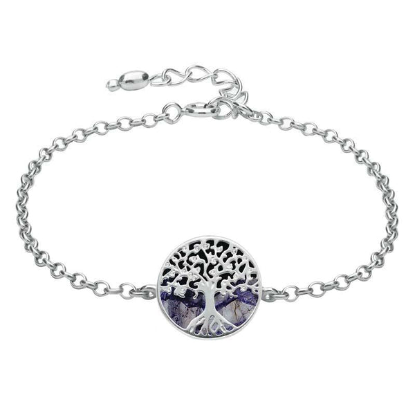 Sterling Silver Blue John Round Tree of Life Chain Bracelet B1140