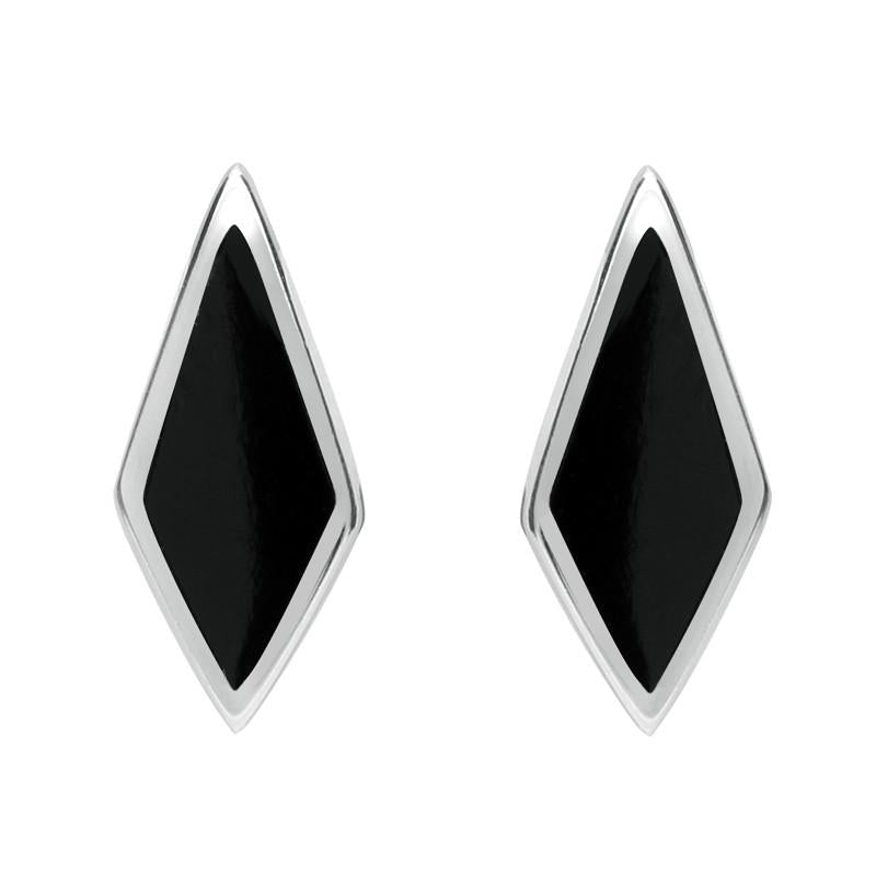 Sterling Silver Whitby Jet Diamond Shaped Stud Earrings