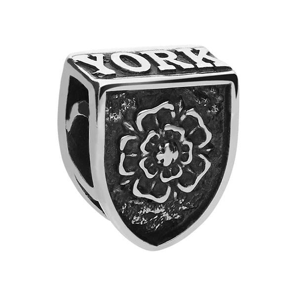 Sterling Silver York Minster Cross Key and Rose Tube Charm. G830.