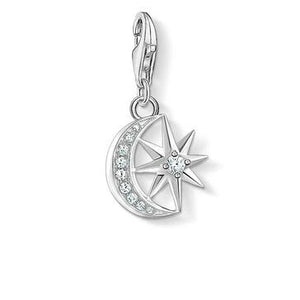 Thomas Sabo Charm Club Sterling Silver CZ Moon and Stars Charm, 1794-051-14.