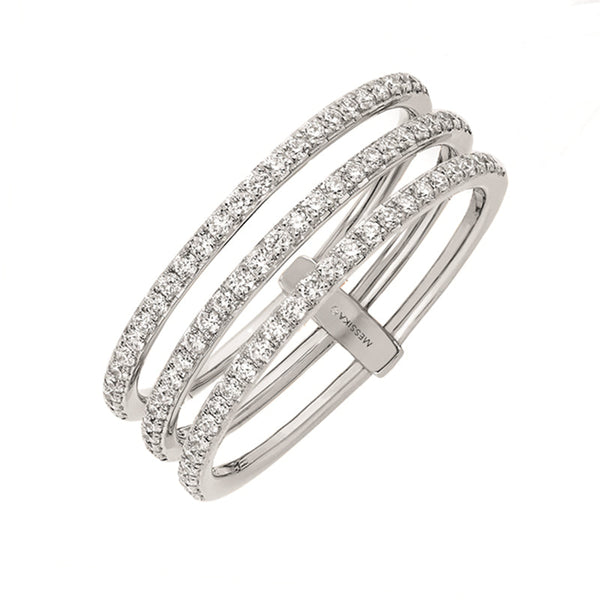 Messika Gatsby 18ct White Gold 0.41ct Diamond Three Row Ring, 5439/WG
