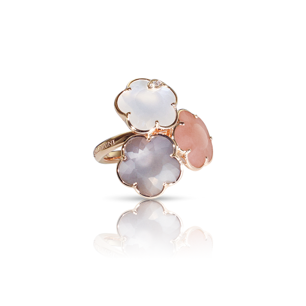Pasquale Bruni Bouquet Lunaire 18ct Rose Gold Diamond Moon Gems Flower Ring, 16336R