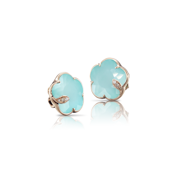 Pasquale Bruni Petit Joli 18ct Rose Gold Diamond Sea Moon Gem Stud Earrings, 16436R