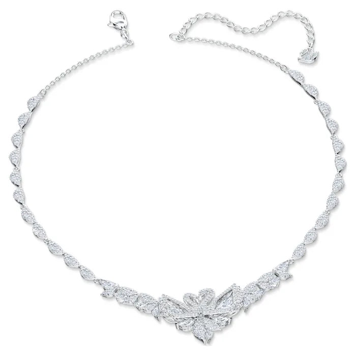 Swarovski Dancing Swan White Crystal Pave Necklace 5536766