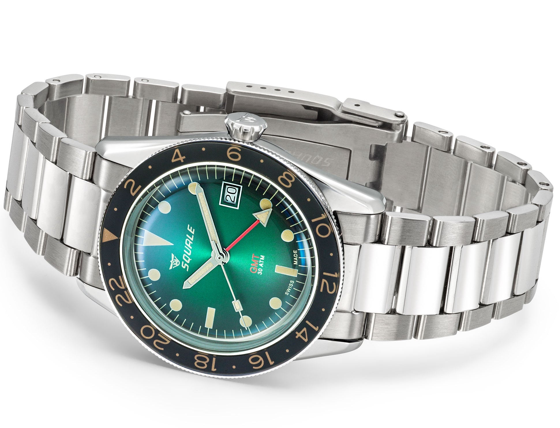 Squale Watch SUB 39 GMT Vintage Green Bracelet