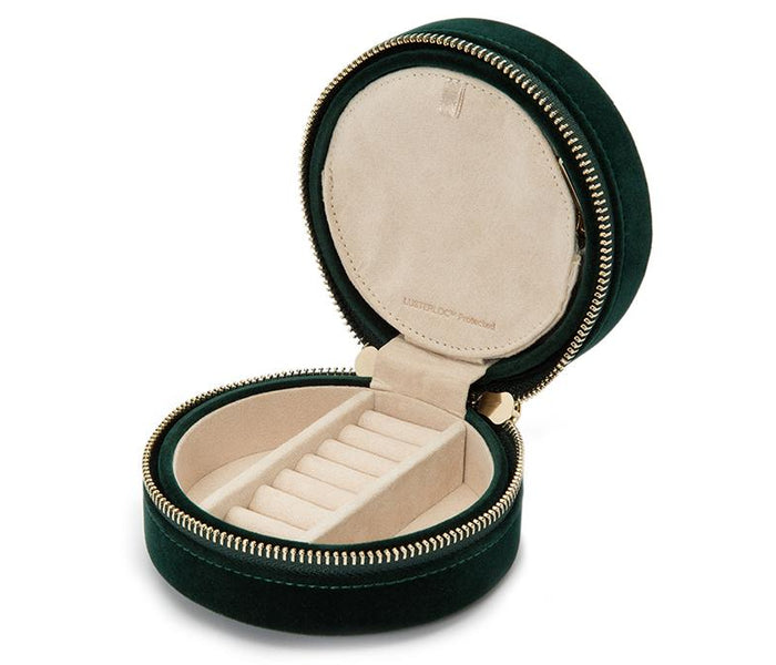 Wolf Jewellery Travel Case Zoe Round Forest Green 393212